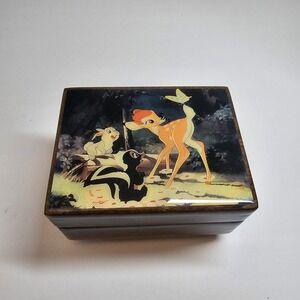Vintage Disney Bambi Musical Jewelry Box Reuge Swiss Movement Musical Memories